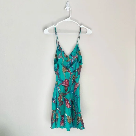 Vintage Victoria’s Secret Gold Label 100% Silk Teal Slip Lingerie Dress - Picture 6 of 10